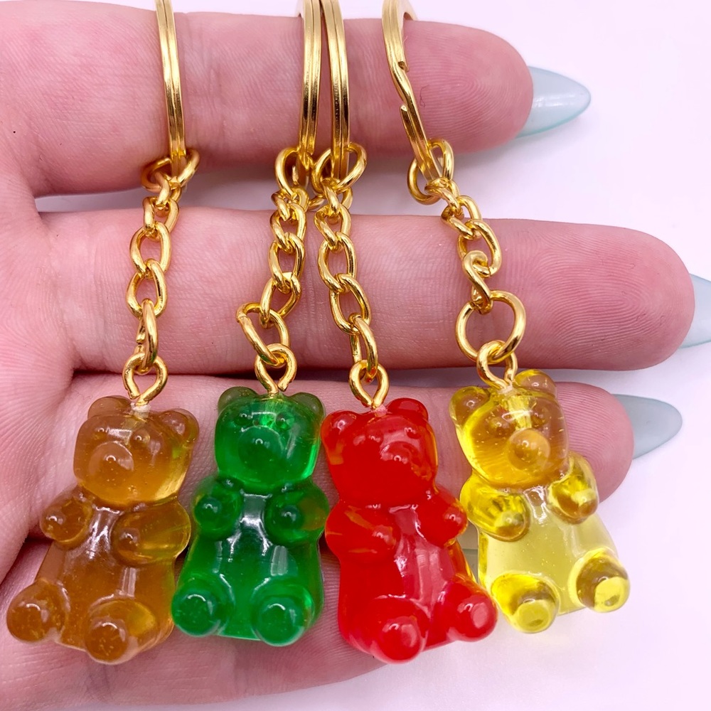 HOST PICK 🩷 4 Gummy Bear Keychains- HANDMADE-Gold - Picture 4 of 9